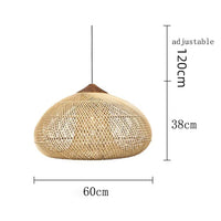Modern art minimalist retro chandelier suitable for living room, dining room, farmhouse, natural rattan and willow chandelier