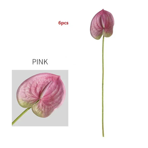 feuilles d'anthurium artificielles pour décoration florale et jardin - vue 25 sur 24