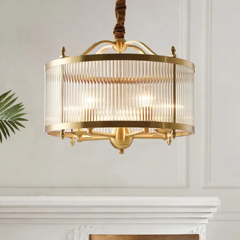 lustre moderne en cuivre avec tubes de verre led