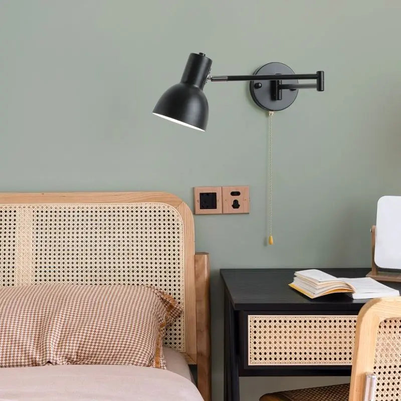 applique murale moderne bras pivotant led en tissu plissé métal
