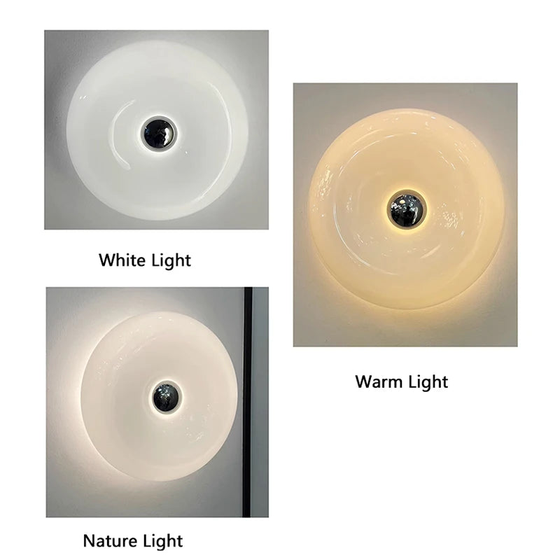 Modern Glass Wall Lamps for Bedside Living Room Stair Hallway Lighting 220V Milky White Glass Sconce Remote Control Optional - vue 6 sur 8