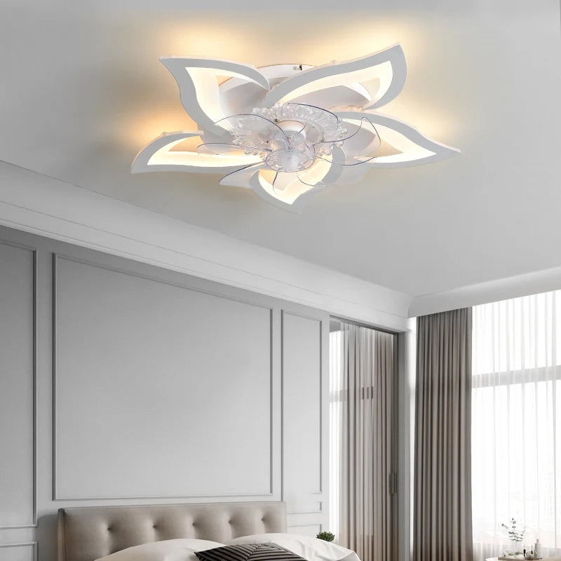Busmos Fan LED Pendant Lamp Modern LED Pendant Lamp For Living Room, Bedroom, Studio Fan LED Pendant Lamp Dimmable White - vue 5 sur 9