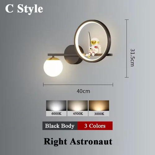 applique murale led créative lune astronaute décoration pour enfant - vue 22 sur 23