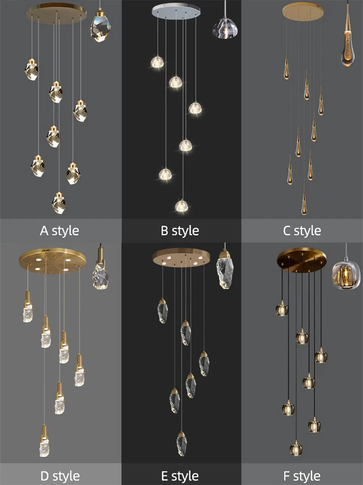 lustre moderne haut en cristal pour éclairage raffiné - vue 5 sur 30