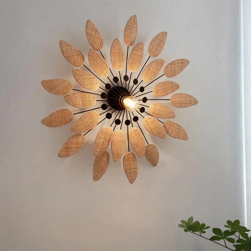 appliques murales en rotin wabi sabi pour intérieur et salon de thé