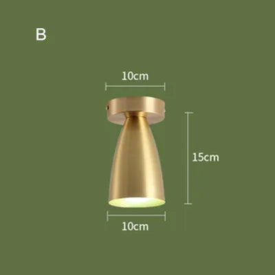 Balcony, American All Copper Ceiling, Small Ceiling Lamp, Nordic Modern Simple Cloakroom, Creative Porch, Entrance Hall Lamp - vue 9 sur 9