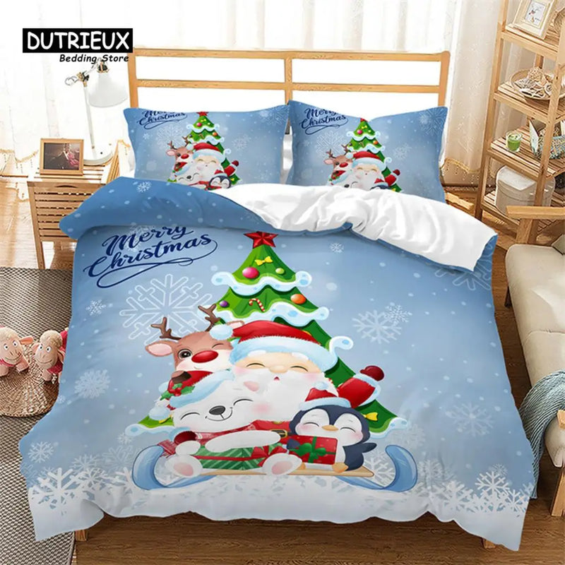 ensemble de literie blanc joyeux noël en microfibre pour toutes les tailles