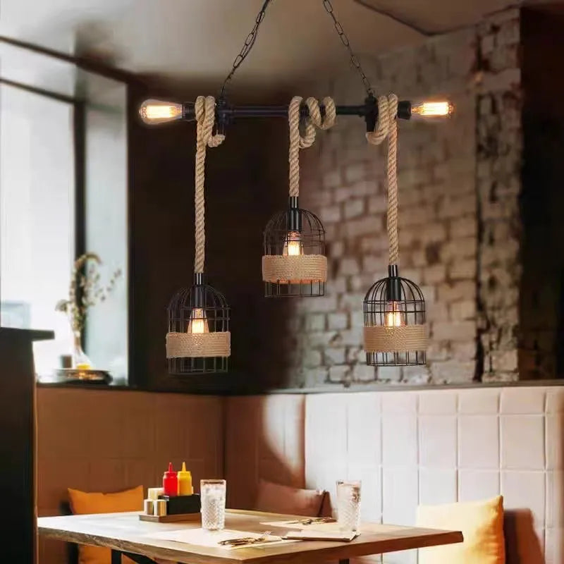 suspension industrielle en corde de chanvre pour décoration créative - vue 4 sur 10