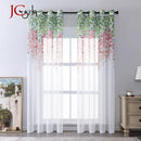 Voilage tulle transparent motif floral moderne pour fenêtre