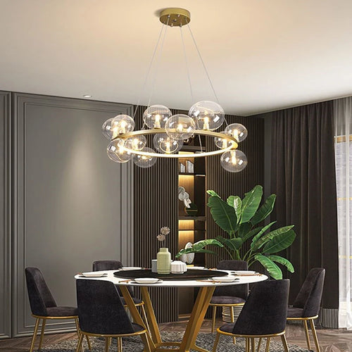 lustre en verre au design moderne avec bulles artistiques - vue 6 sur 18