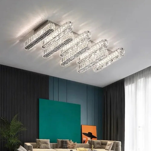 lustre led moderne en cristal avec intensité variable pour la maison - vue 6 sur 13