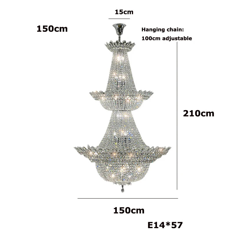 lustre led k9 cristal palace à intensité variable pour un éclairage élégant