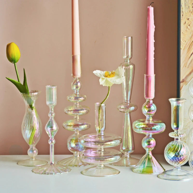 bougeoir en verre décoration nordique pour mariage et fleurs - vue 3 sur 22