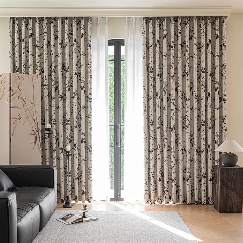 Rideau occultant floral moderne séparation pièce salon intérieur