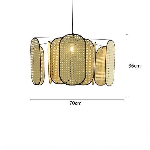 Lustre d'art Rural chinois noyau de bambou rotin LED chambre Restaurant étude lampe à Suspension luminaires décoratifs d'intérieur - vue 14 sur 15