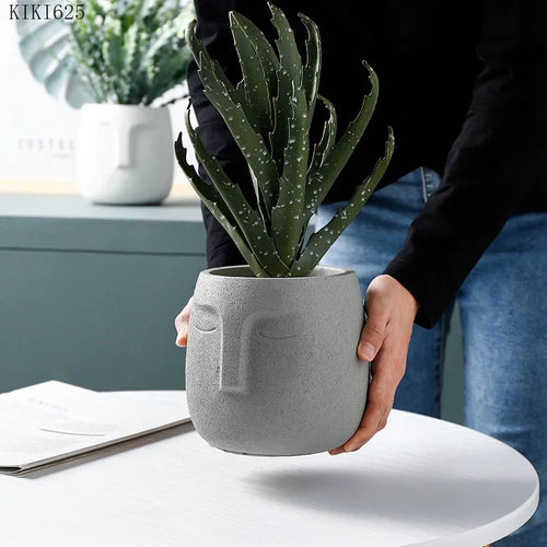 pot de fleurs en céramique visage avatar décoratif pour plantes succulentes - vue 3 sur 16