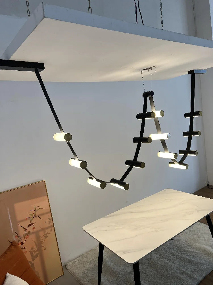 lustre en cuir nordique design pour éclairage suspendu décoratif - vue 4 sur 6