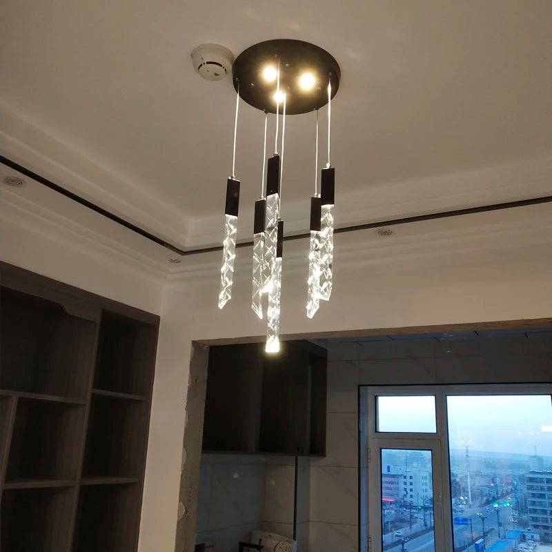 lustre moderne en cristal pour éclairage intérieur élégant - vue 5 sur 15