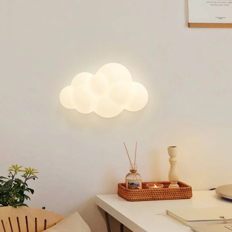 applique murale en forme de nuage pour enfants avec télécommande et gradation