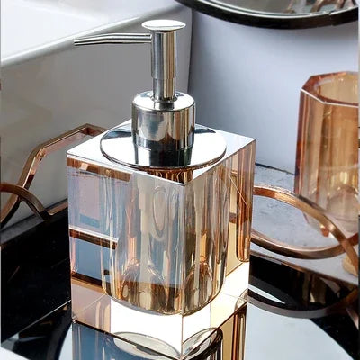 distributeur de savon en verre luxe pour salle de bain - vue 8 sur 15