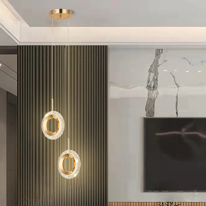 Anneau nordique suspension LED lumières intérieur lampe suspendue décor de chambre pour chevet chambre salon moderne suspension - vue 3 sur 12
