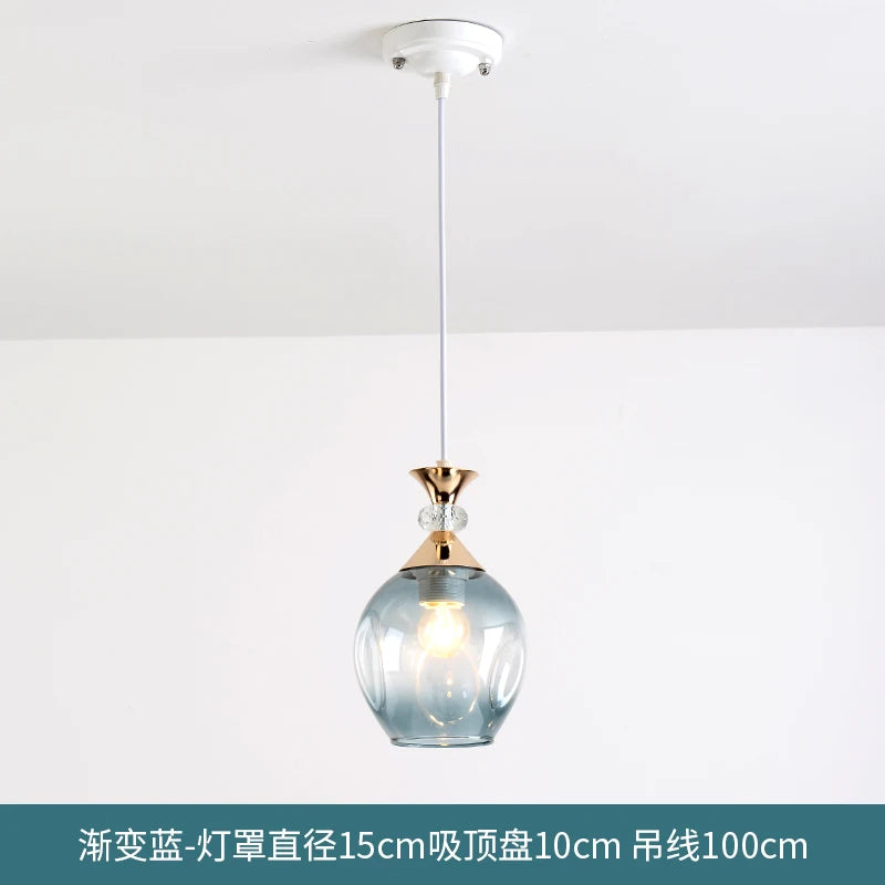 lustre suspendu en verre teinté pour décoration nordique de restaurant - vue 7 sur 12