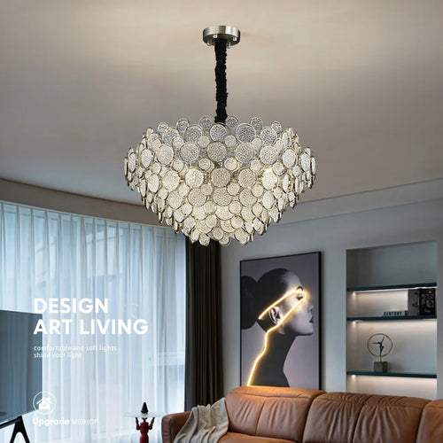 2023 Light Luxury LED Ceiling Chandelier Trend Villa Living Dining Room Pendant Lamp Modern Lustre Bedroom Hanging Light Fixture - vue 6 sur 13