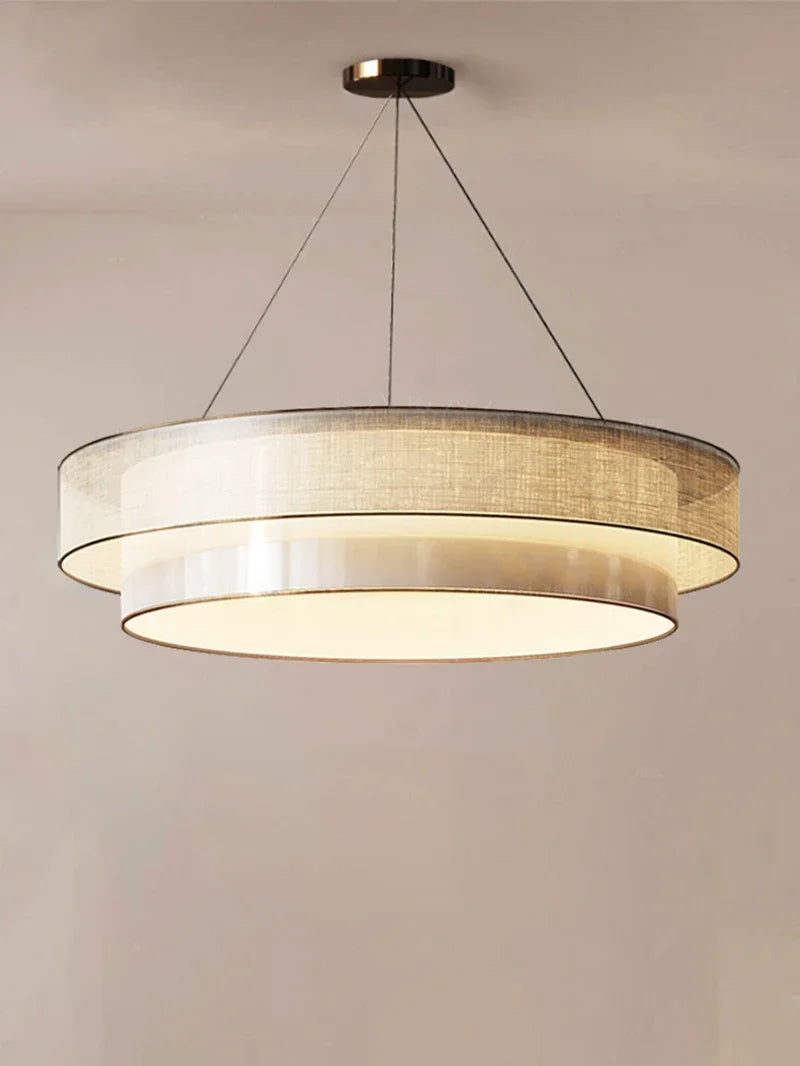 lustre circulaire moderne en tissu pour intérieur élégant - vue 6 sur 8