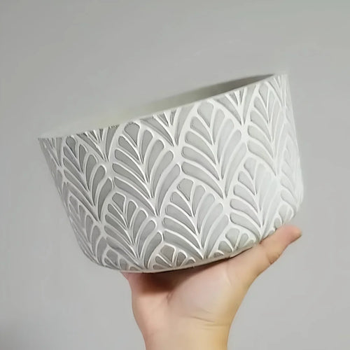moule en silicone pour pot de fleurs béton motif feuilles - vue 3 sur 6