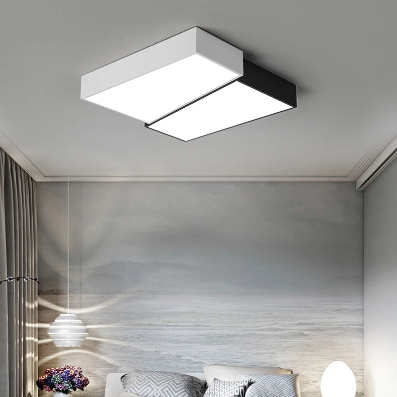 Plafonnier LED noir et blanc carré