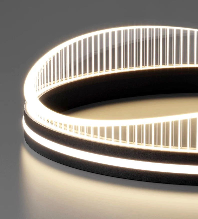 lustre led moderne rond noir intérieur pour éclairage salon