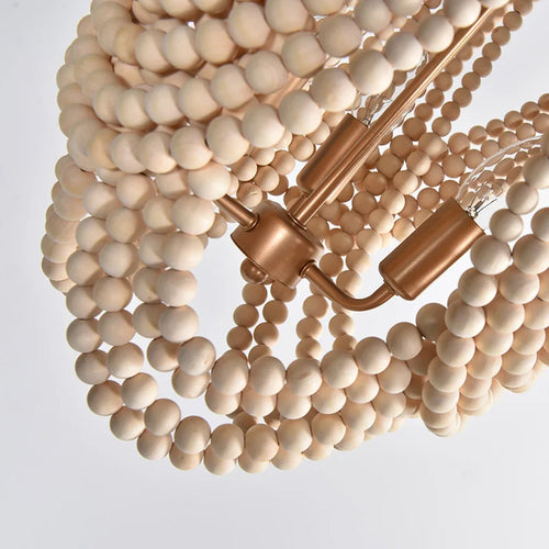 lustre rétro en perles de bois pour décoration intérieure - vue 7 sur 7