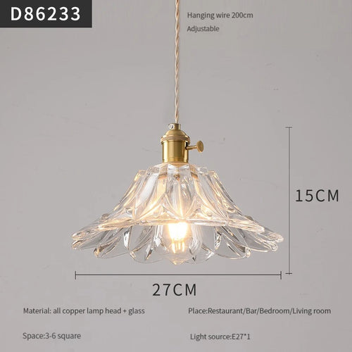 suspension moderne en laiton avec abat-jour rustique en verre de noyer - vue 21 sur 30