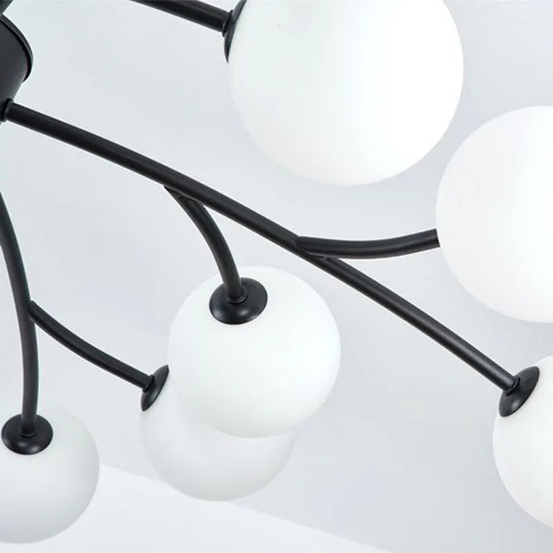 lustre nordique en verre led pour décoration de cuisine - vue 5 sur 14