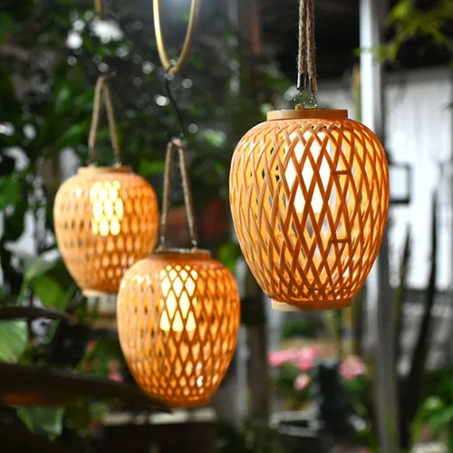 lampe extérieure solaire imitation bambou pour jardin décoratif