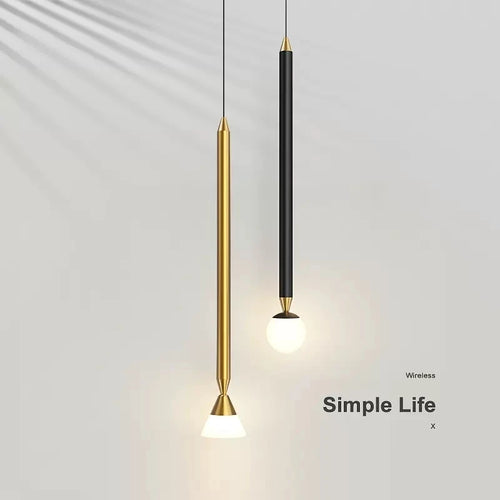 suspension créative simple avec long câble en verre et aluminium - vue 2 sur 10