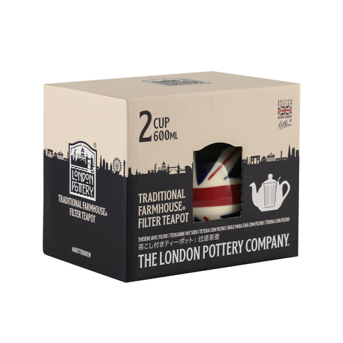 Théière céramique motif drapeau britannique infuseur inox