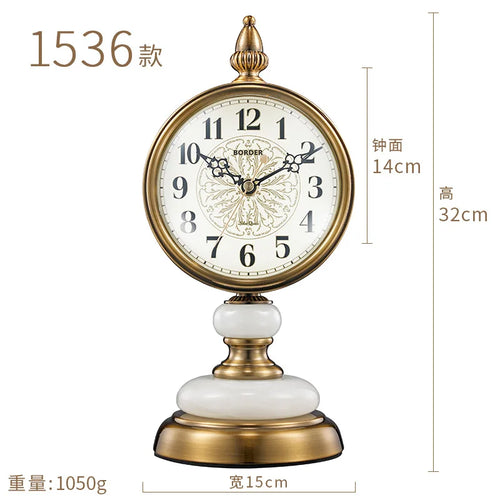 horloge de table européenne en métal plaqué cuivre élégant design luxe - vue 16 sur 18