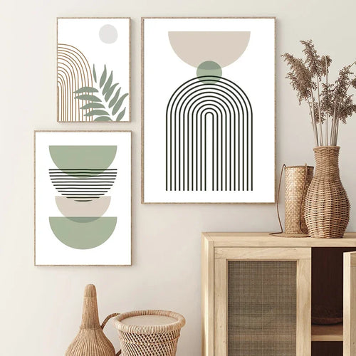 décoration murale abstraite avec feuilles géométriques boho moderne - vue 5 sur 7