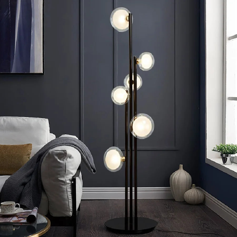 lampadaire rétro en verre design nordique pour décoration intérieure - vue 3 sur 7