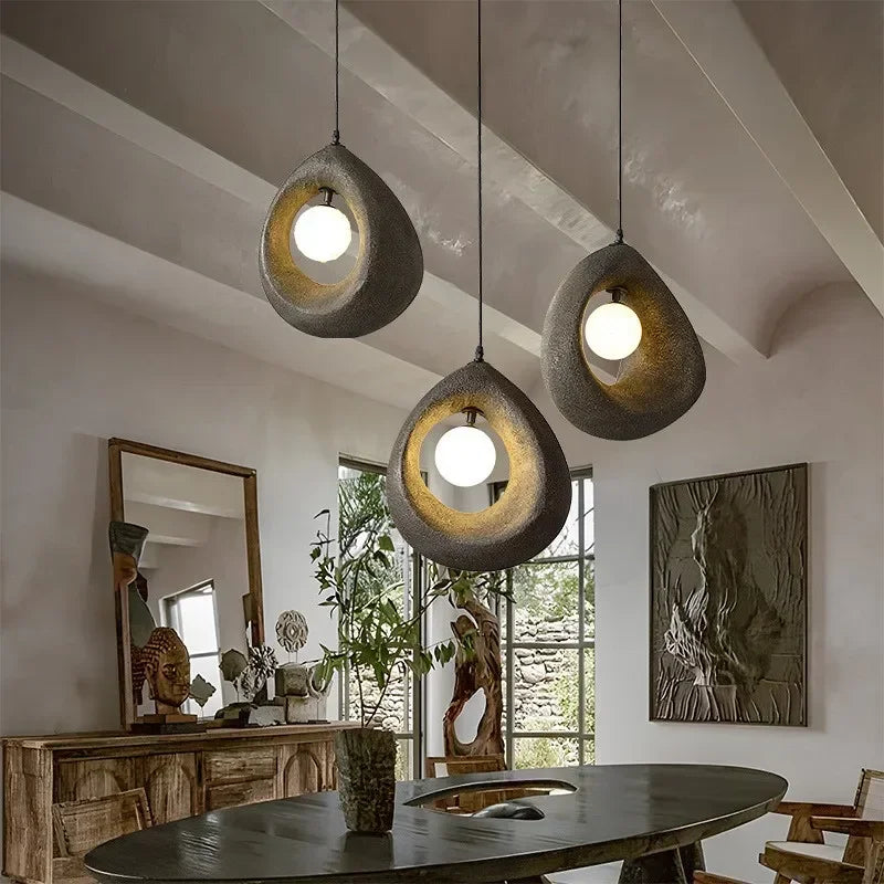 Nordique salle à manger suspension Led lumières Wabi Sabi Led suspension lampe chambre minimalisme suspension lampe décor à la maison éclairage intérieur lampe - vue 5 sur 30