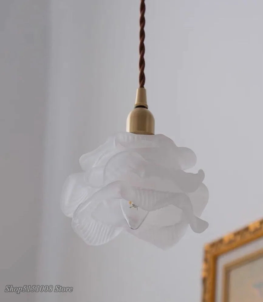 lustre rétro en laiton style français forme de fleur - vue 3 sur 11