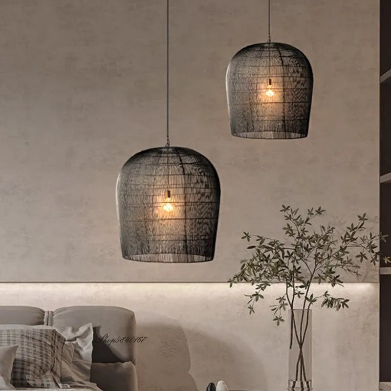 Suspension en rotin de Style Wabi-sabi