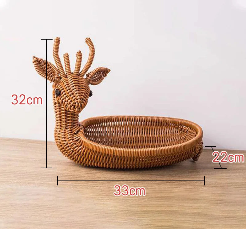 panier de rangement en rotin tissé style animal fait main - vue 13 sur 29