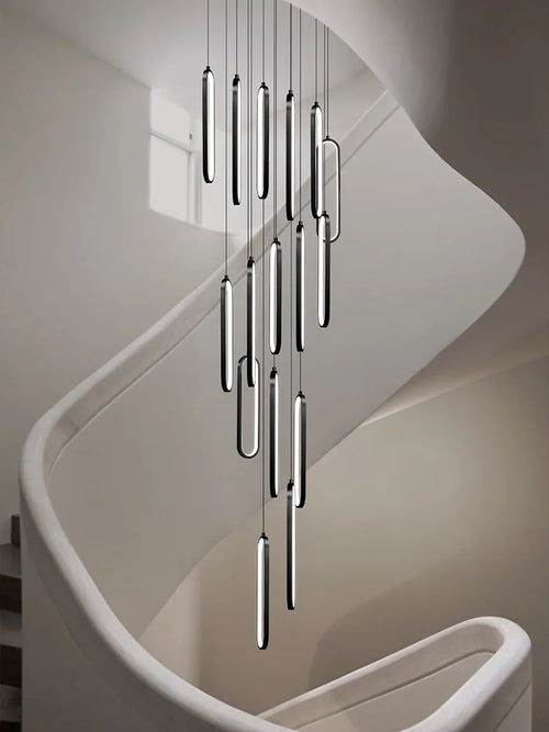 lustre ovale led minimaliste pour duplex hôtel penthouse