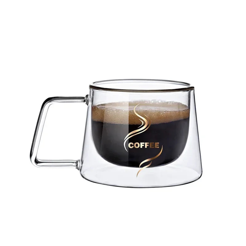 Tasse expresso verre double paroi avec anse