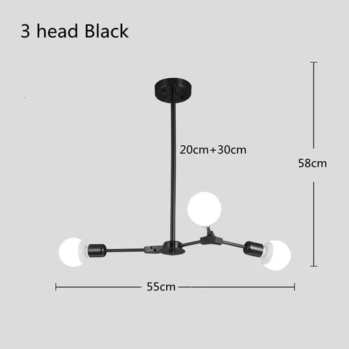 lustre moderne spoutnik satellite lampe suspendue 3 6 9 branches - vue 11 sur 12