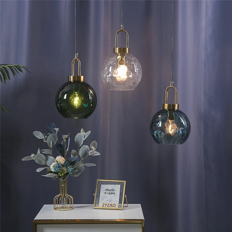 lustres modernes en verre minimalistes design nordique led