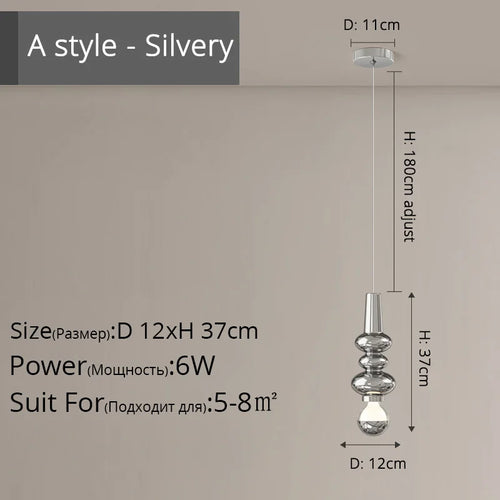 lustre nordique simple led pour bar et salon - vue 10 sur 12