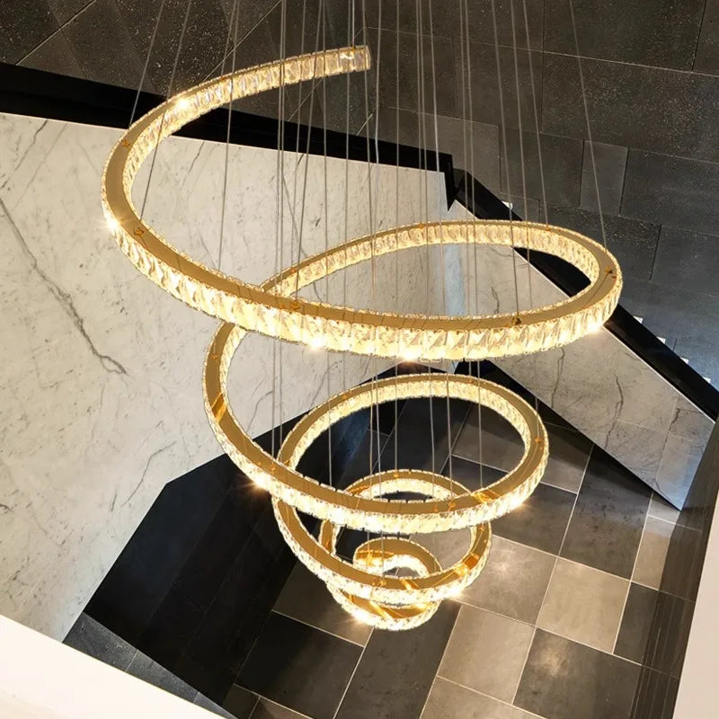 Les escaliers modernes d'anneau ont mené des lumières pendantes pour le salon ont mené des lustres pour la salle à manger accrochant l'éclairage intérieur léger